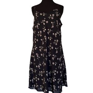 Vintage 90s Slip Dress Black Floral Lined Limited America
